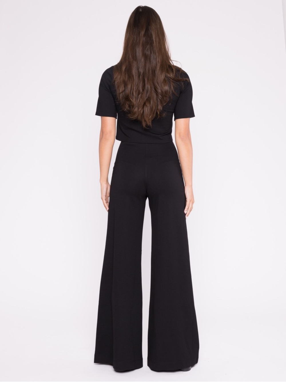 Ripley Rader. Black Ponte Knit long Wide Leg Pant. Size 3 (medium). - Picture 2 of 7